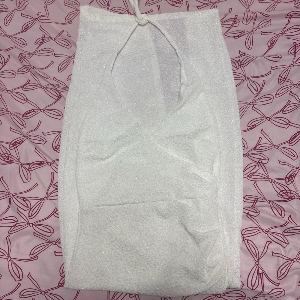 Streetwear Society White Shimmer Halter Dress